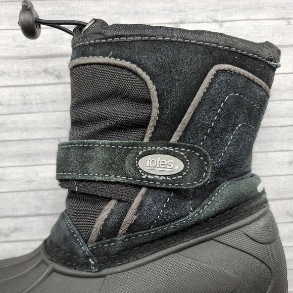 Totes Boys Youth Size 10 Winter Snow Waterproof Boots Black Trent - Picture 4 of 11